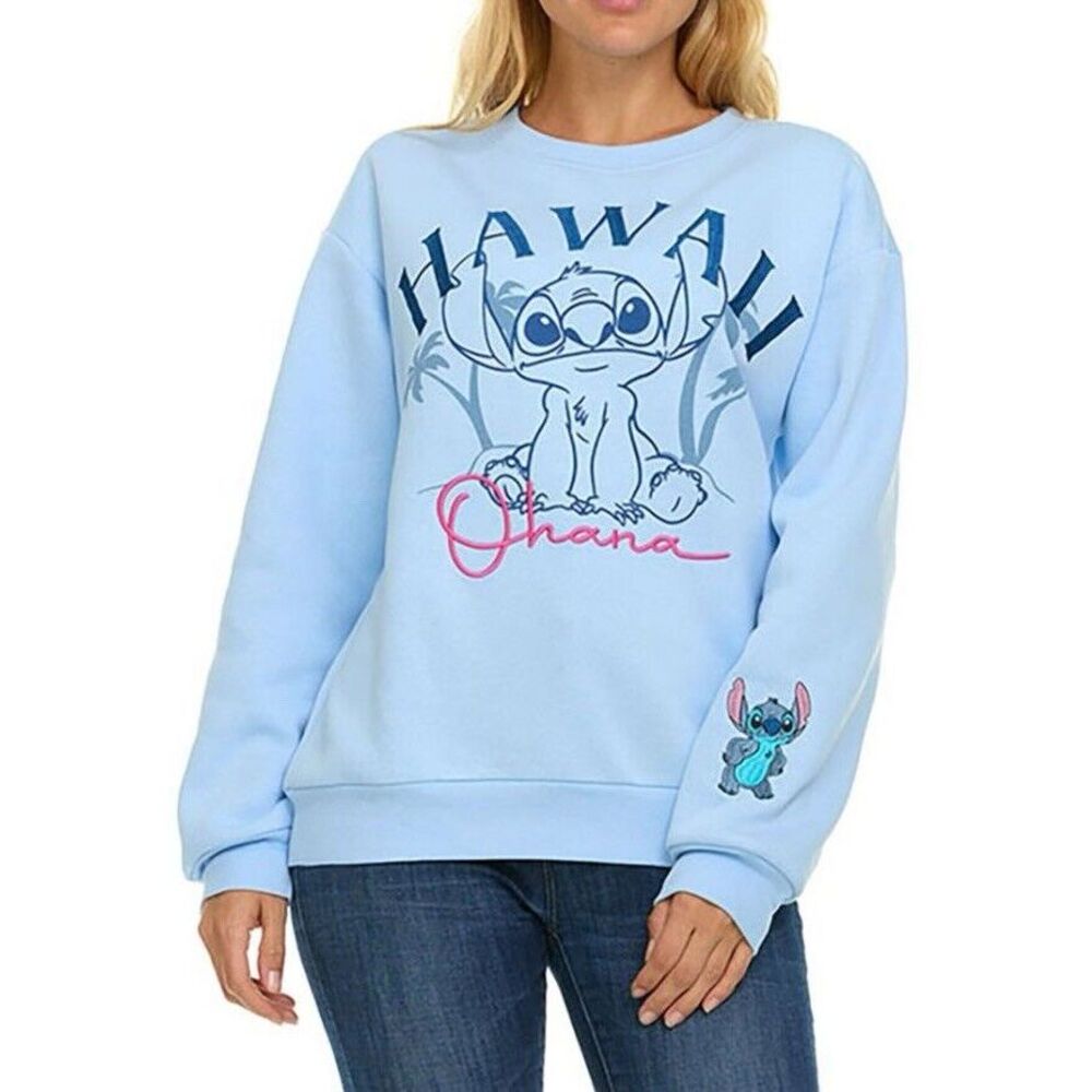 Disney Stitch Ohana Hawaii Blue women Medium‎ Sweatshirt New